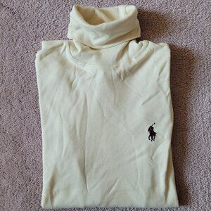 NWOT Ralph Lauren Cream Turtleneck Long Sleeve Top Women’s XS Classic Logo VTG